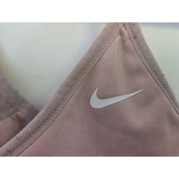 Nike Sports Bra Womens M Dri-Fit Padded Pink Light-Support V-Neck Athletic - Picture 2 of 6
